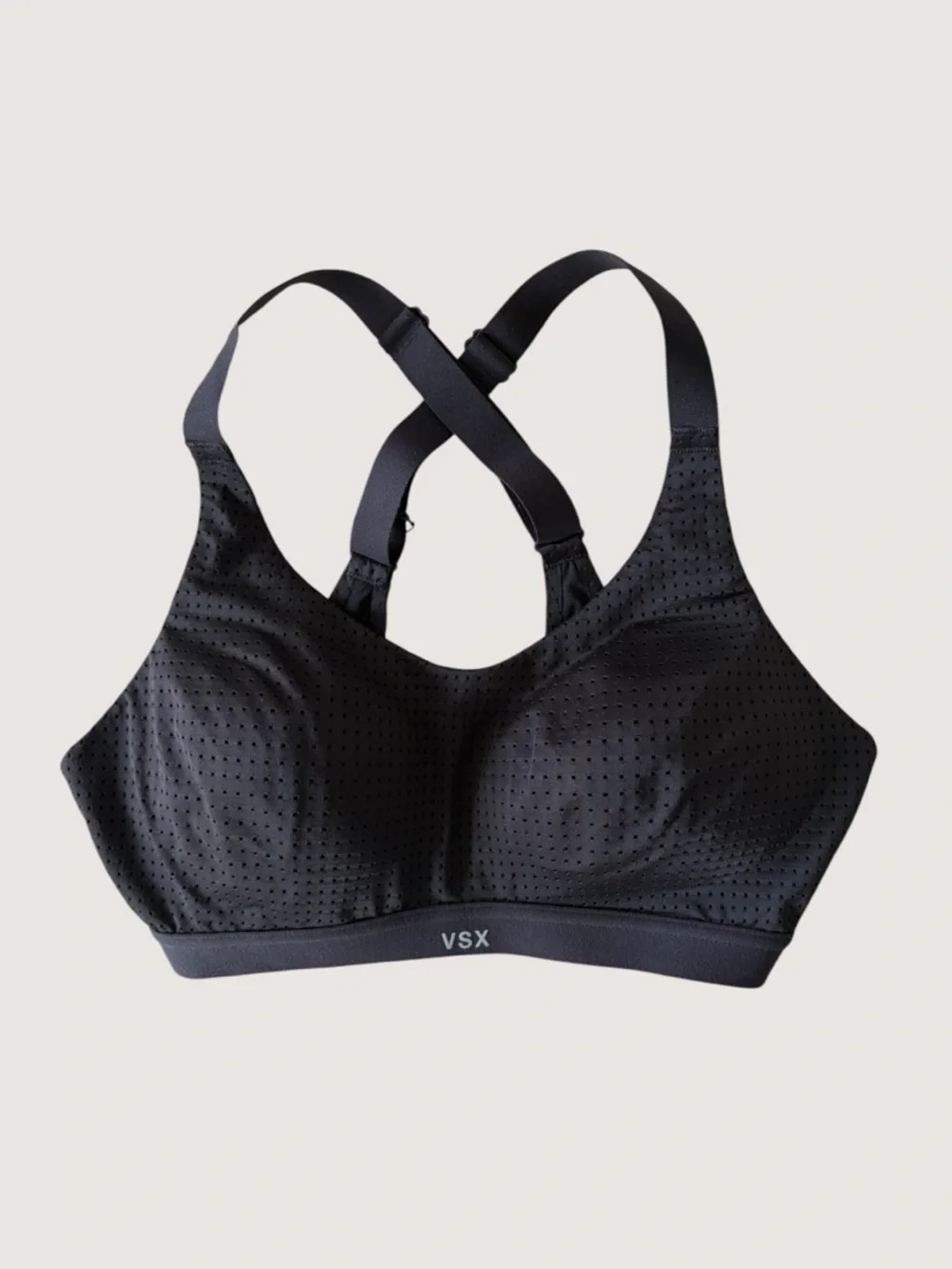 VSX Black Perforated Cross-Back Sports Bra